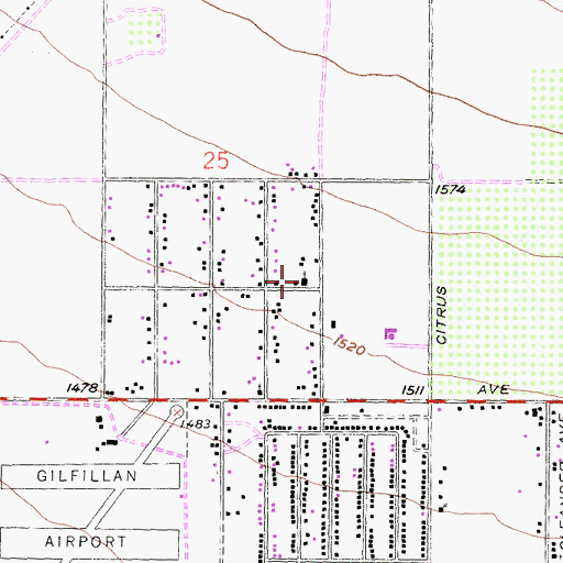 Topographic Map of North Fontana Community Baptist Church, CA