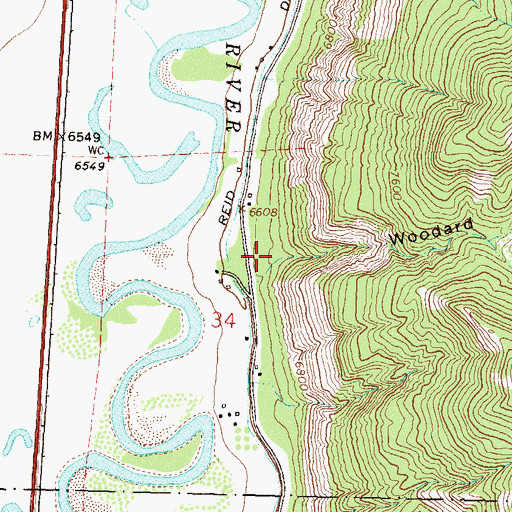 Topographic Map of Woodard Canyon, CO