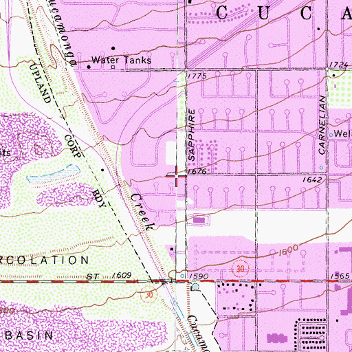 Topographic Map of Alta Loma Christian Church, CA