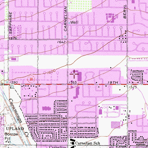 Topographic Map of Alta Loma Square Shopping Center, CA