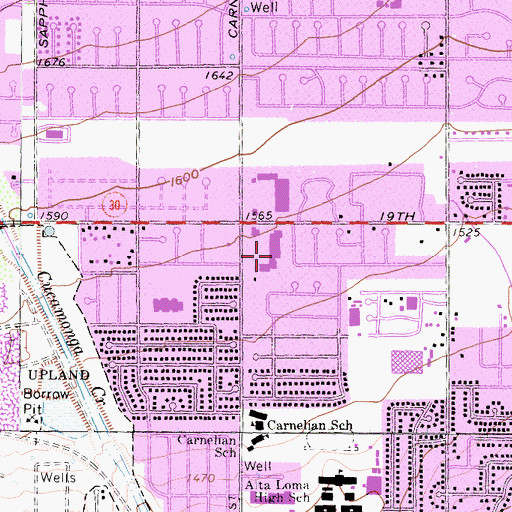 Topographic Map of Alta Loma Plaza Shopping Center, CA