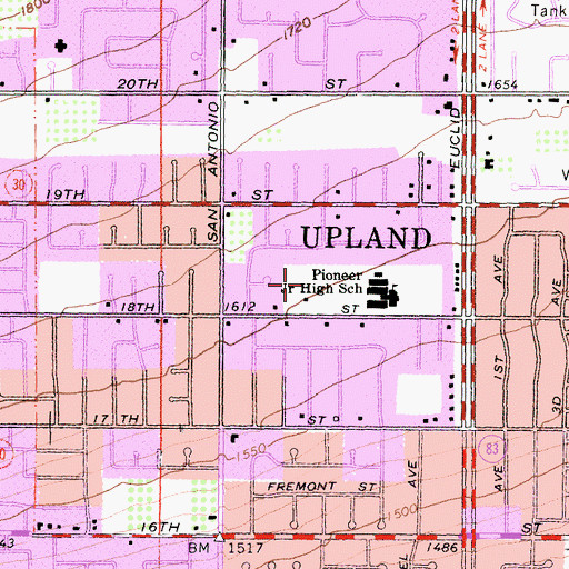 Topographic Map of Pioneer Park, CA