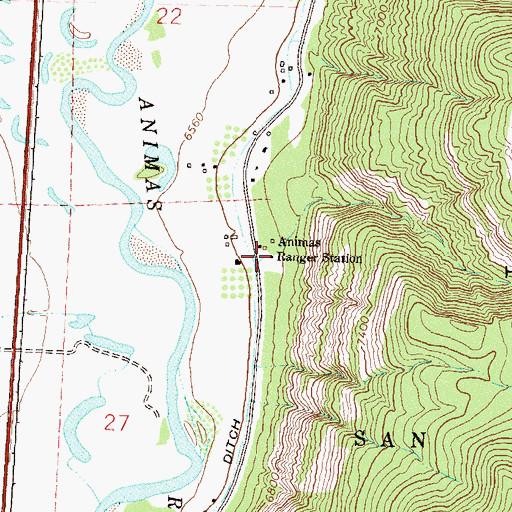 Topographic Map of Animas Ranger Station, CO