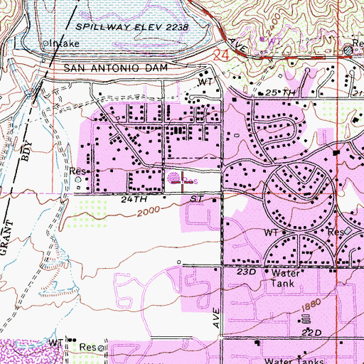 Topographic Map of San Antonio Park, CA