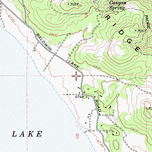 Topographic Map of Baldwin Lake, CA