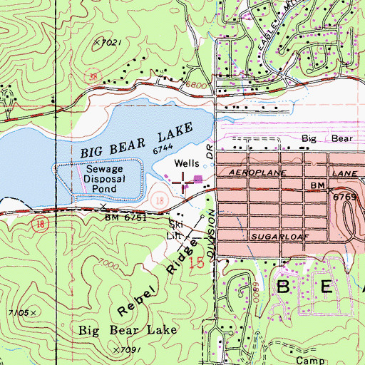 Topographic Map of Big Bear Convention Center, CA