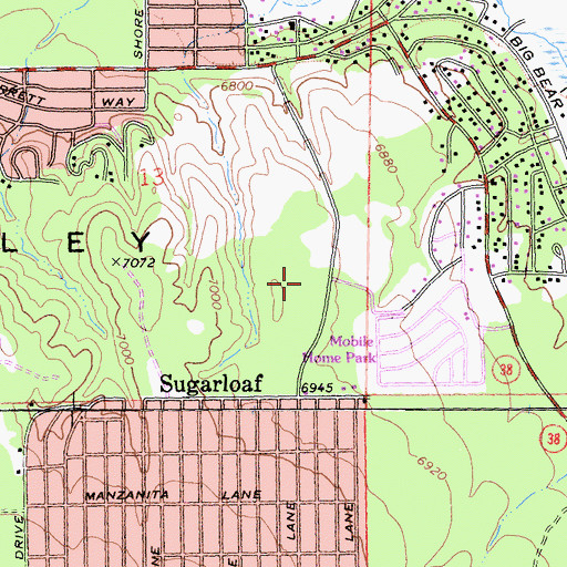 Topographic Map of Big Bear High School, CA