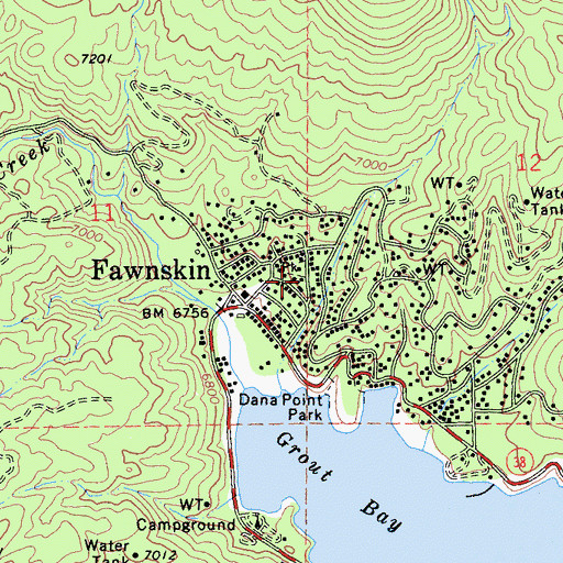 Topographic Map of Fawnskin Community Church, CA