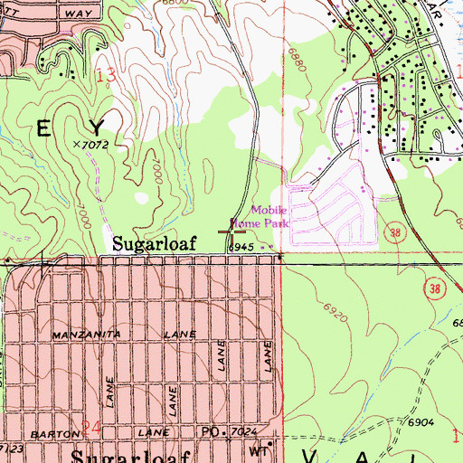 Topographic Map of Gold Mountain Memorial Park, CA