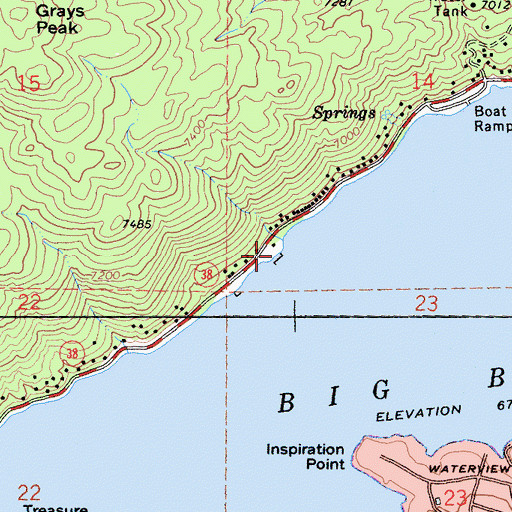 Topographic Map of North Shore Landing, CA