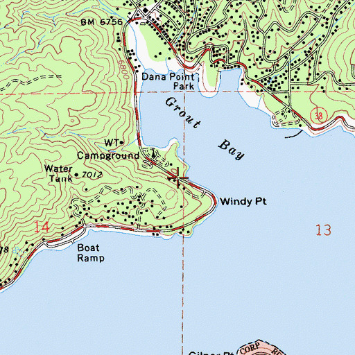 Topographic Map of Shelter Cove, CA