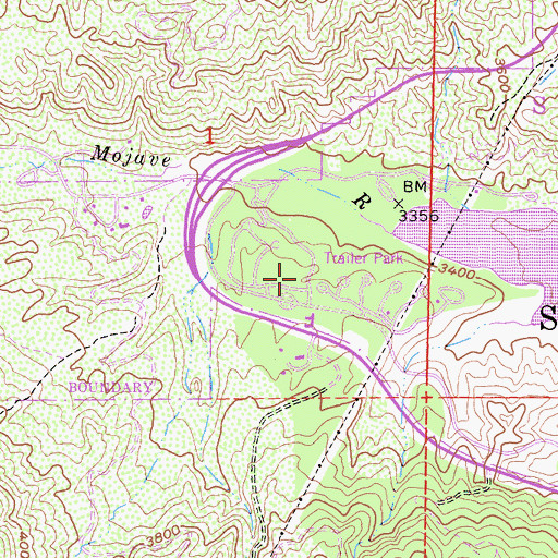 Topographic Map of Silverwood Lake State Recreation Area Visitors Center, CA