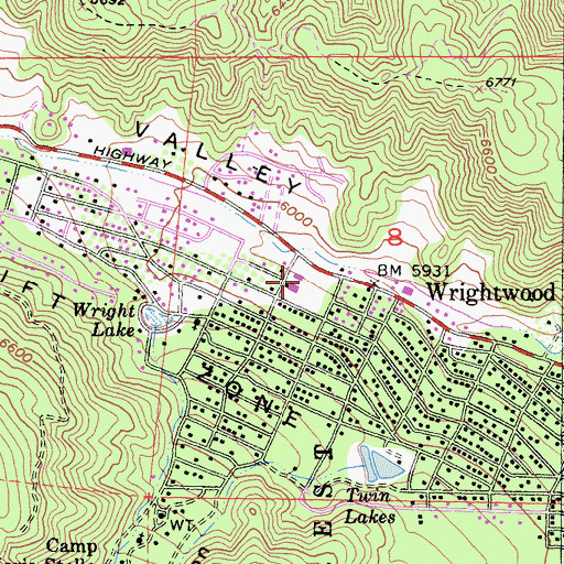 Topographic Map of Wrightwood Elementary School, CA