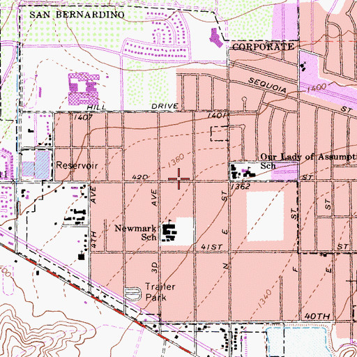 Topographic Map of Arrowhead Farms, CA