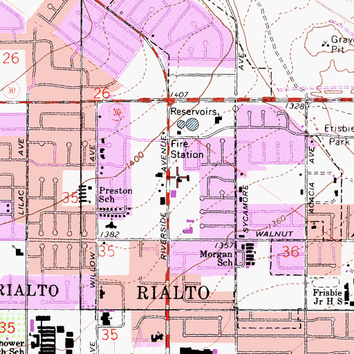 Topographic Map of Bethany Presbyterian Church, CA