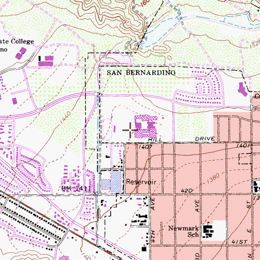 Topographic Map of Cajon High School, CA