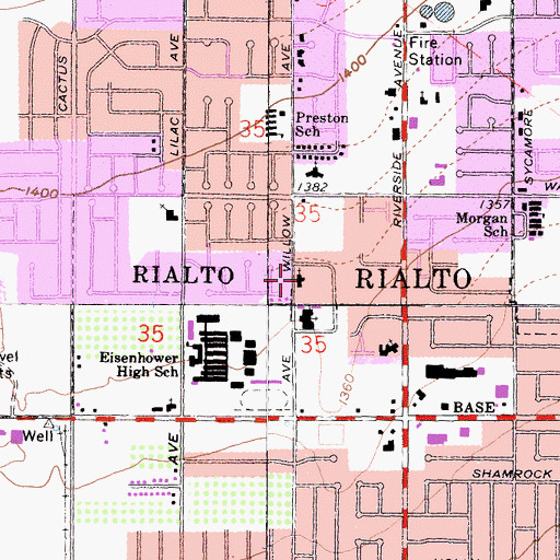 Topographic Map of Church of the Nazarene, CA