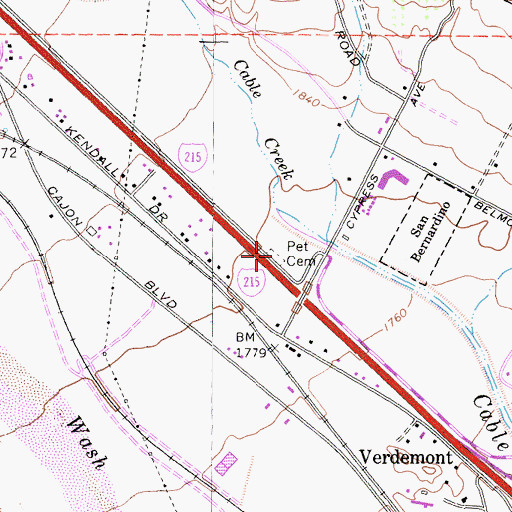 Topographic Map of Gateway Pet Cemetery, CA