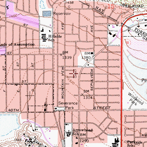 Topographic Map of Hebrew Christian Witness Church, CA
