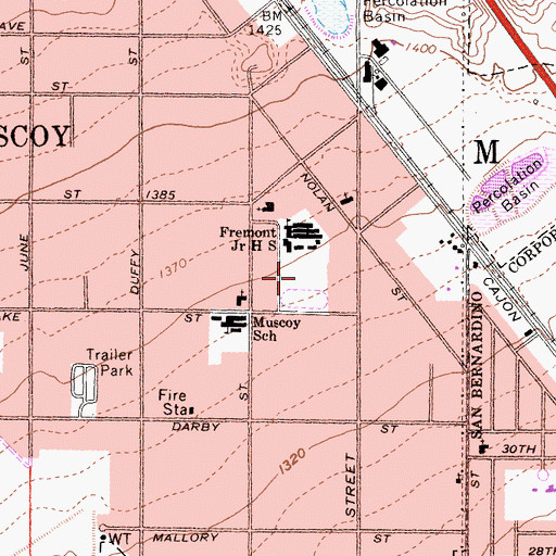 Topographic Map of Inland Empire Job Corps Center, CA