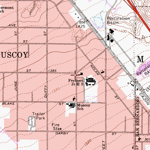 Topographic Map of Living Fiath Full Gospel Church, CA