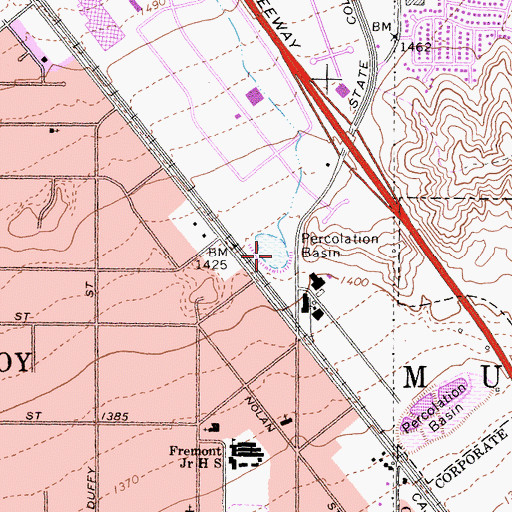 Topographic Map of Macy Basin, CA