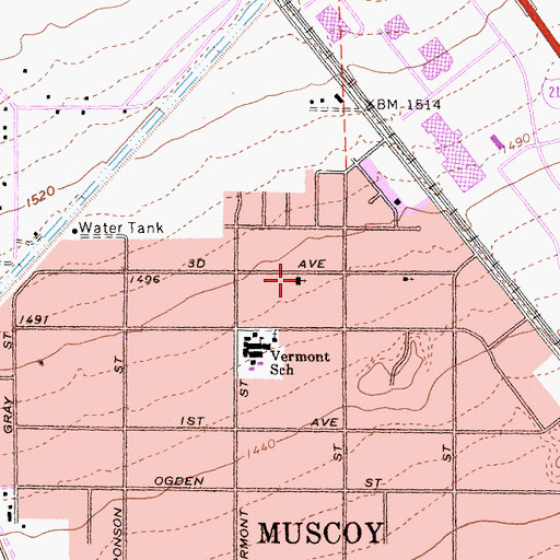 Topographic Map of Muscovy Faith Assembly of God Church, CA
