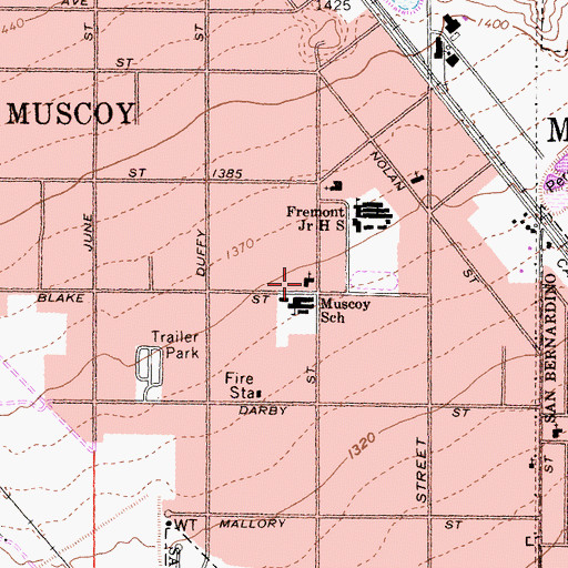 Topographic Map of Muscovy United Methodist Church, CA