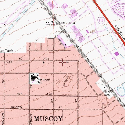 Topographic Map of Shield of Faith Revival Center, CA