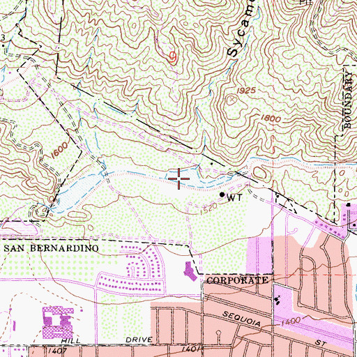 Topographic Map of Sycamore Percolation Basin, CA
