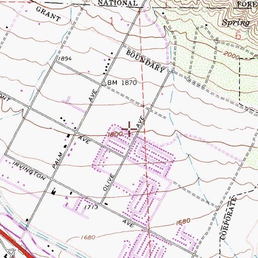 Topographic Map of University Heights, CA