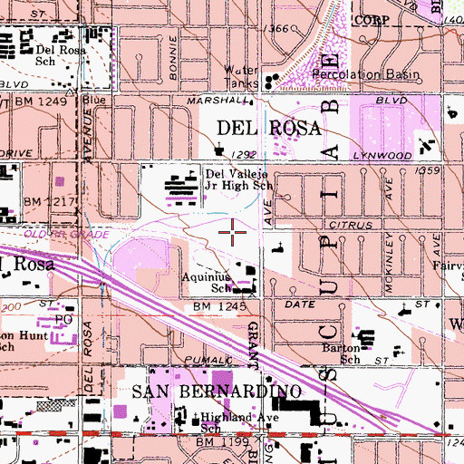 Topographic Map of Del Vallejo Park, CA