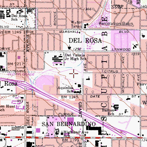 Topographic Map of Del Vallejo Park, CA