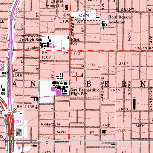 Topographic Map of First Presbyterian Church, CA