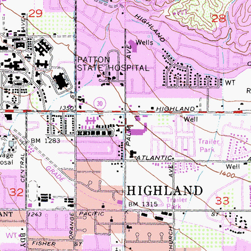 Topographic Map of Mountain Shadows Plaza Shopping Center, CA
