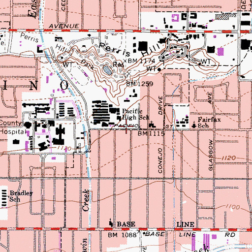 Topographic Map of New Life Academy, CA