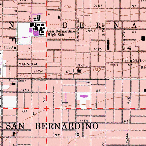 Topographic Map of Saint Johns Episcopal Church, CA