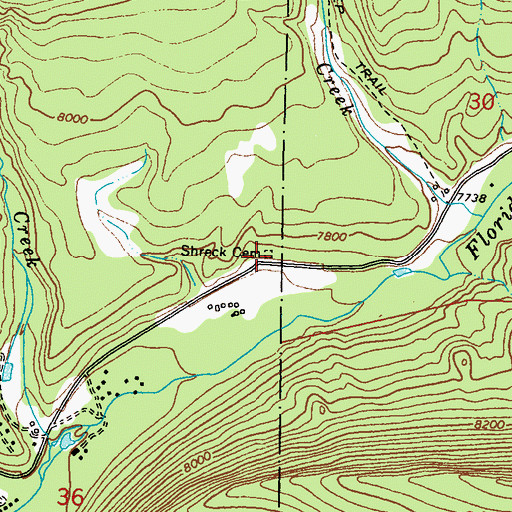 Topographic Map of Shreck Cemetery, CO