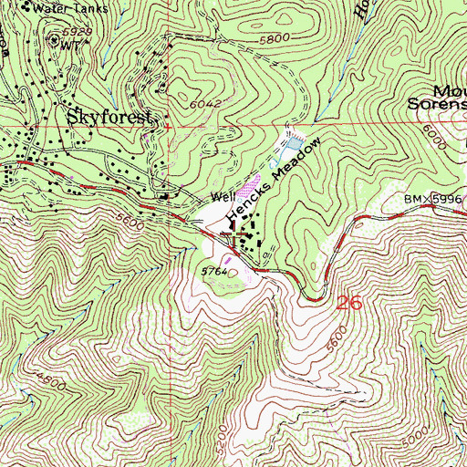 Topographic Map of Santas Village, CA