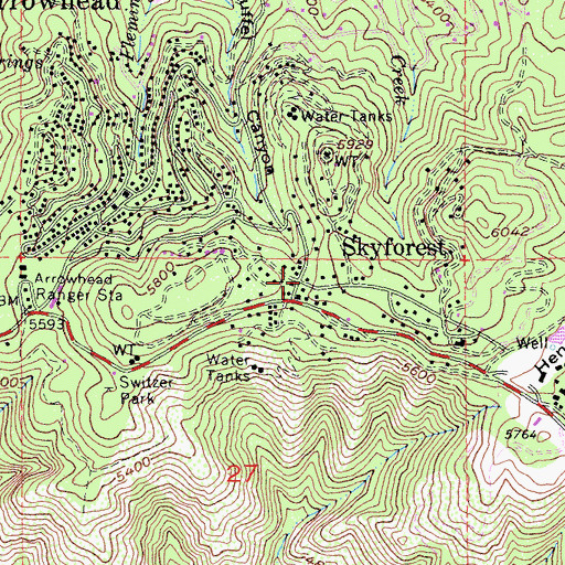 Topographic Map of Skyforest Post Office, CA