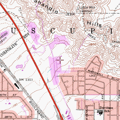 Topographic Map of Blair Park, CA
