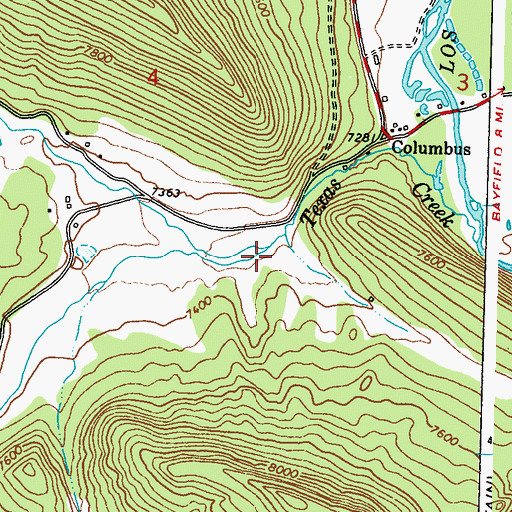 Topographic Map of South Fork Texas Creek, CO