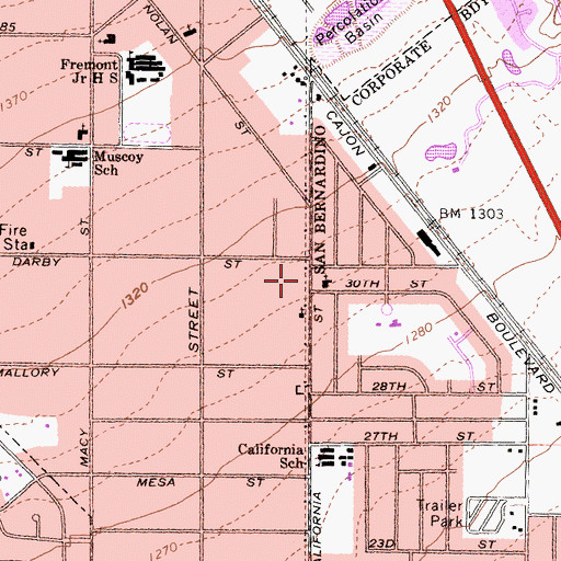 Topographic Map of California Muscovy Church, CA
