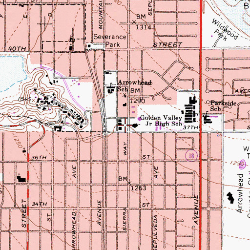 Topographic Map of Calvary Baptist Church, CA