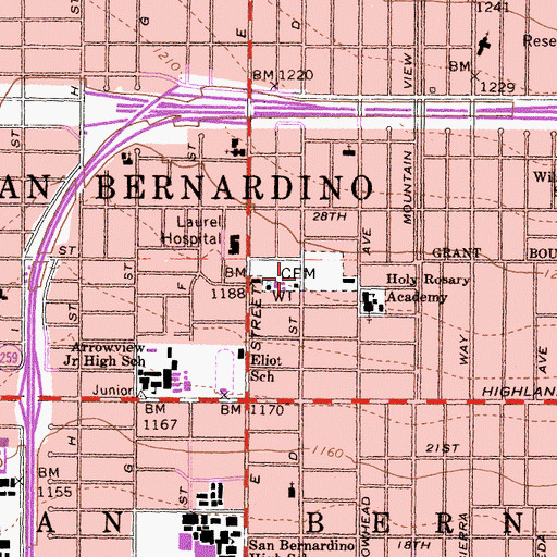 Topographic Map of Campo Santo Cemetery, CA