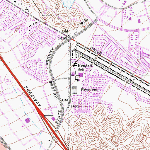 Topographic Map of Carmack School for the Physically Handicapped, CA
