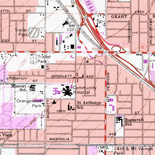 Topographic Map of Christ Temple Christian Methodist Episcopal Church, CA
