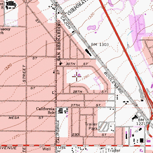 Topographic Map of Dellman Heights Park, CA