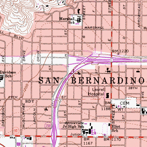 Topographic Map of Faith Temple Apostolic Church, CA