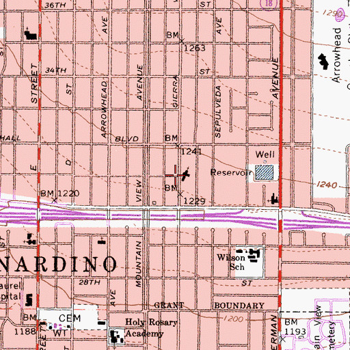 Topographic Map of First Congregational United Church of Christ, CA